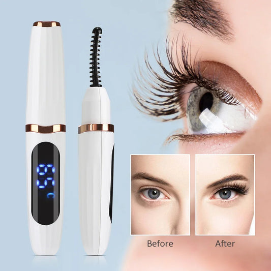 Electric Heated Eyelash Curler Quick Heating Natural Eyelash Curler Long Lasting Portable Eyelash Curling Device Makeup Tool